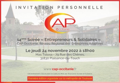 Inscriptions : 14ième édition des Rencontres « Entrepreneurs et Solidaires », le jeudi 24 novembre au Mas Tolosa